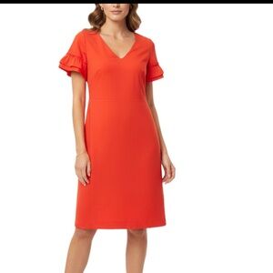 Adrianna Papell Tomato Red Shift Dress Excellent Condition